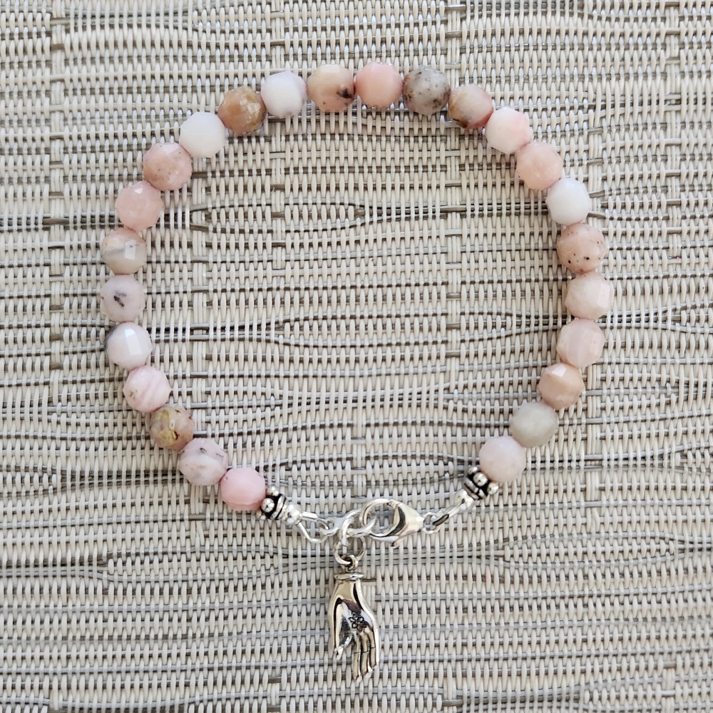 WOMEN'S CUSTOM( NOT CHEAP STRETCH)  ROCK STAR BRACELET WITH MUDRA HAND CHARM